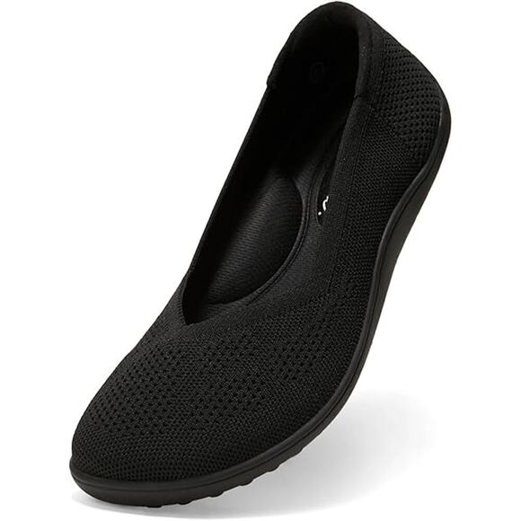 Arromic Flats Shoes Women Washable Round Toe Knit Ballet Dressy Shoe Black - Picture 1 of 5